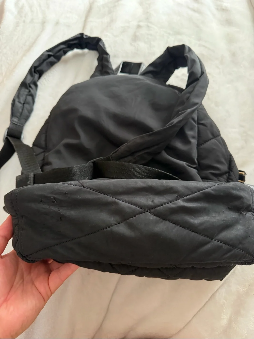 Marc Jacobs Black Quilted Nylon Backpack with Gold Plaque - Picture 7 of 7